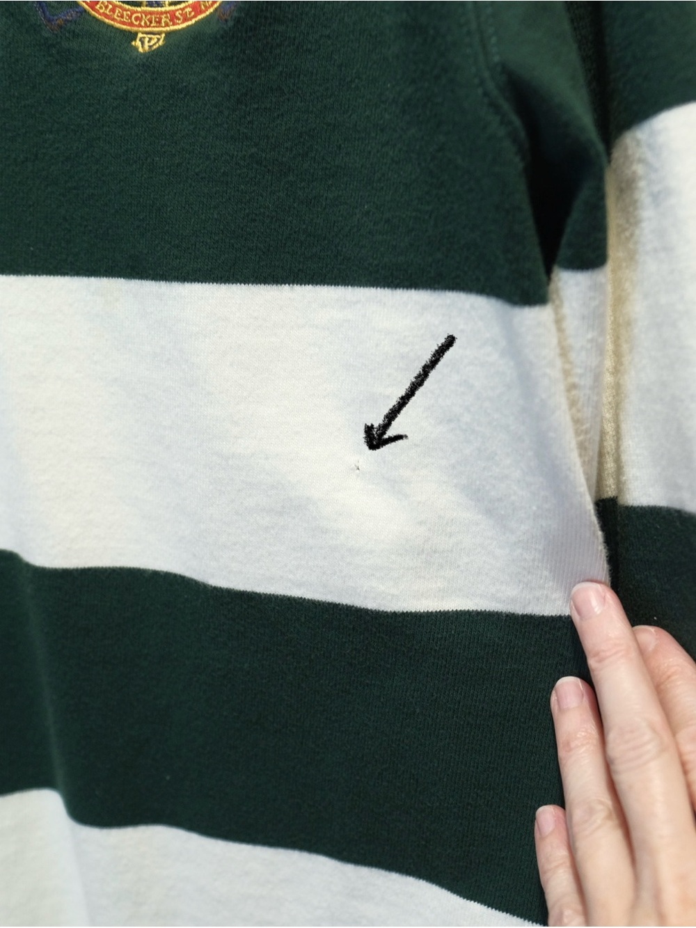 Polo Ralph Lauren Rugby Shirt Men L Green White Embroidered Crest Sailing Preppy - Picture 11 of 11